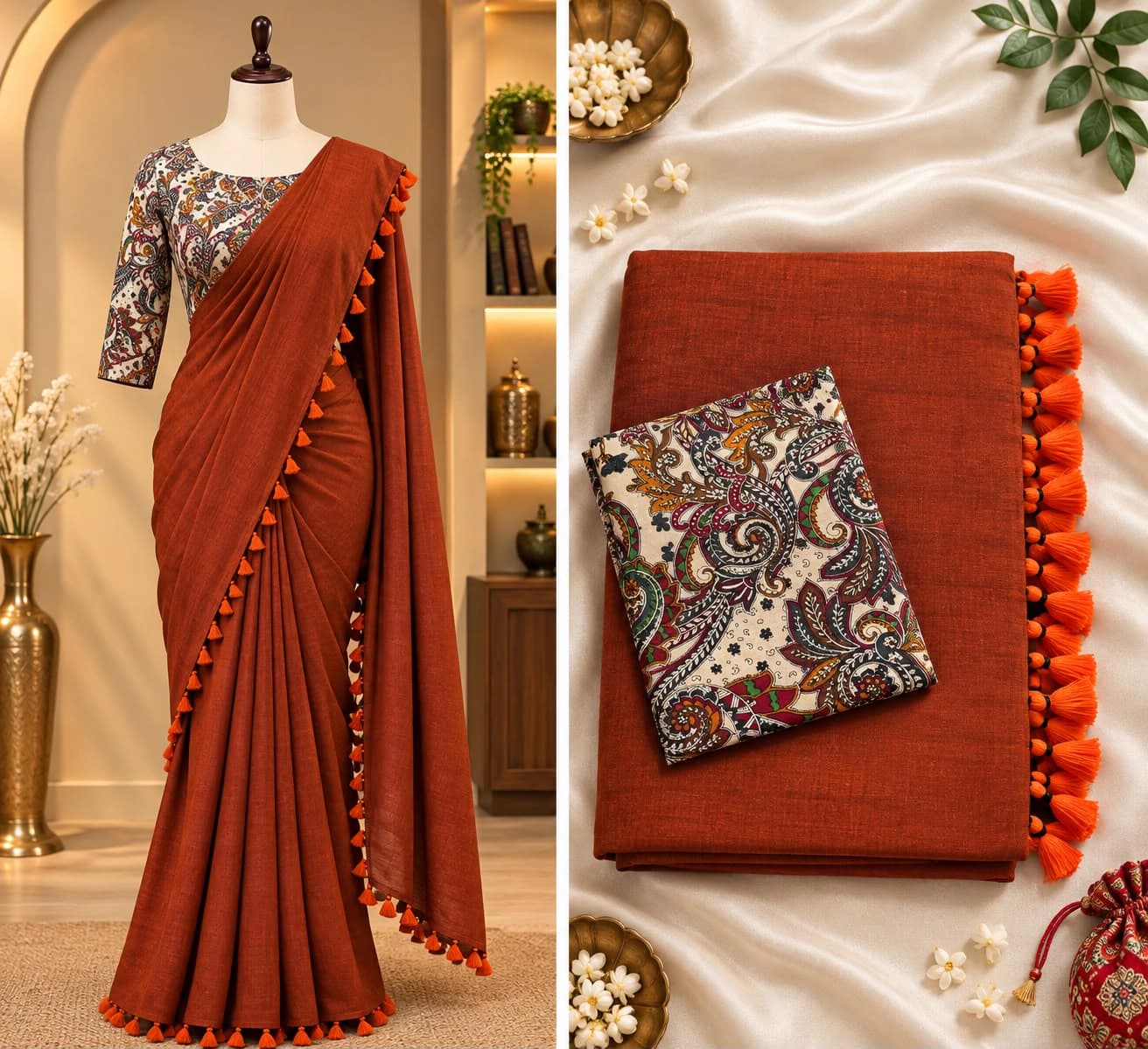 Khadi Cotton Saree with Blouse