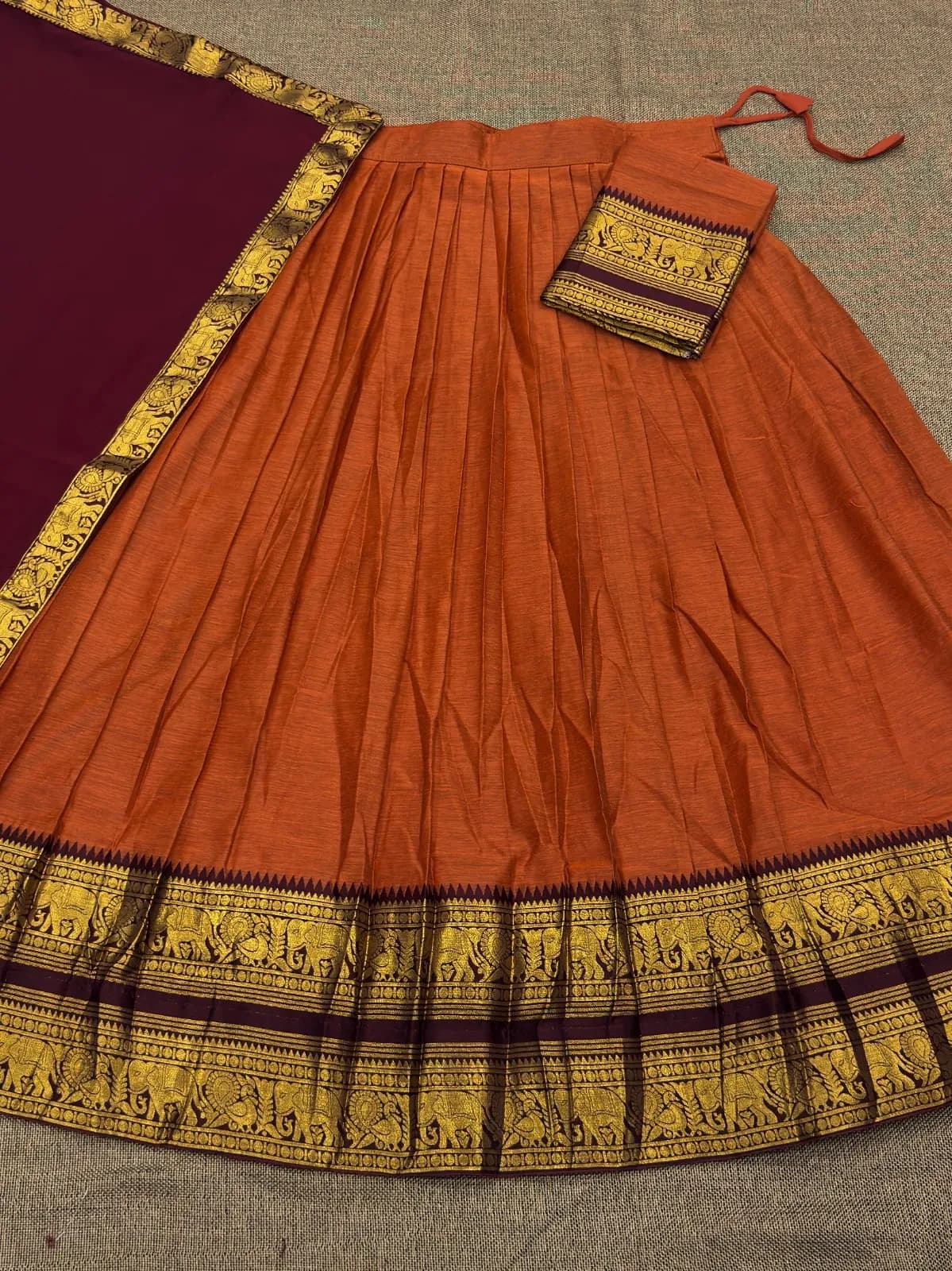 Trending Kanjivaram Silk Cotton Half-Saree Set