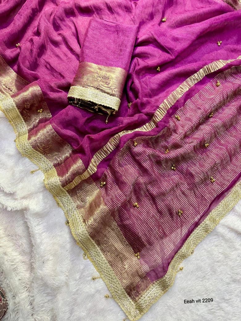 Tissue Silk Saree with Ghungroo Work 2