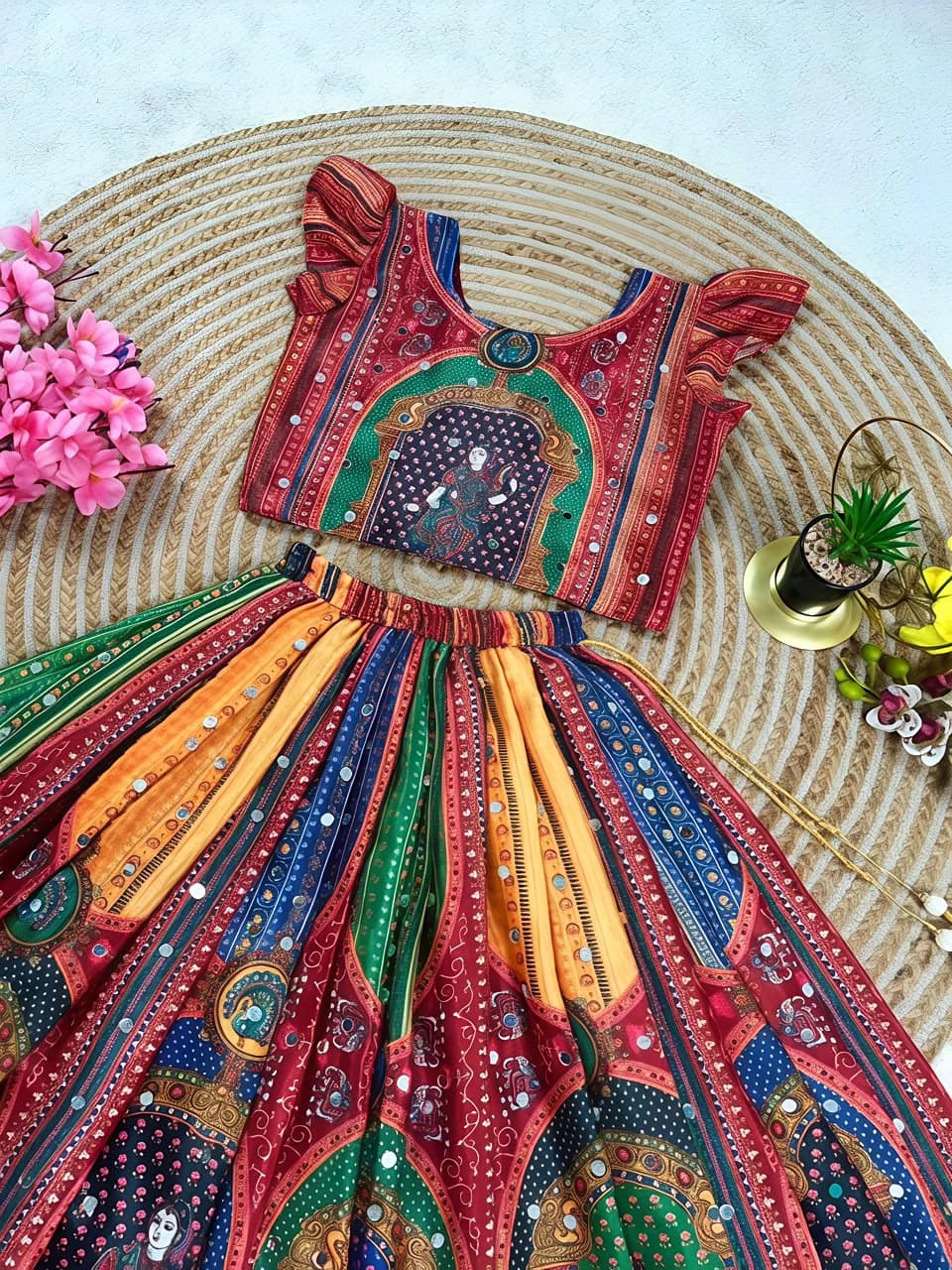 Chinon Silk Lehenga Choli for Kids 5