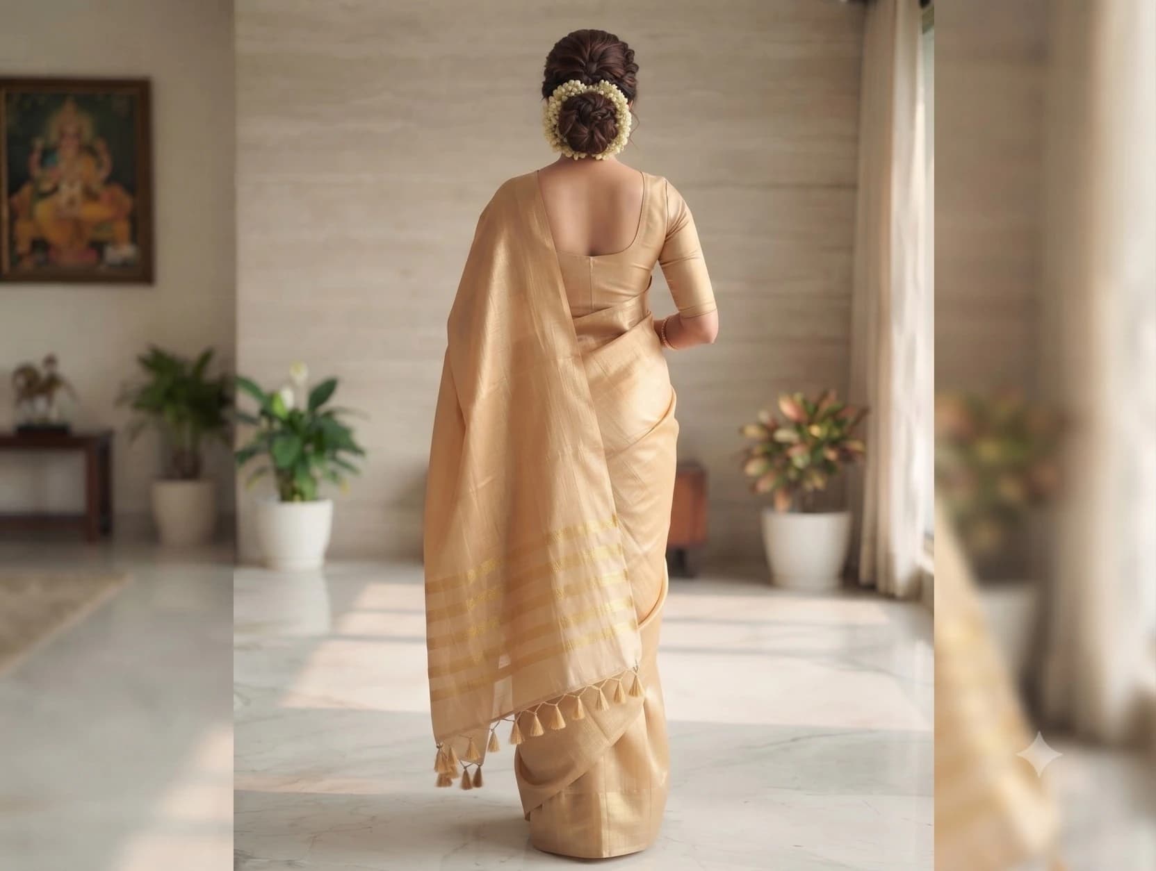 Gold Tissue Saree with Blouse 5