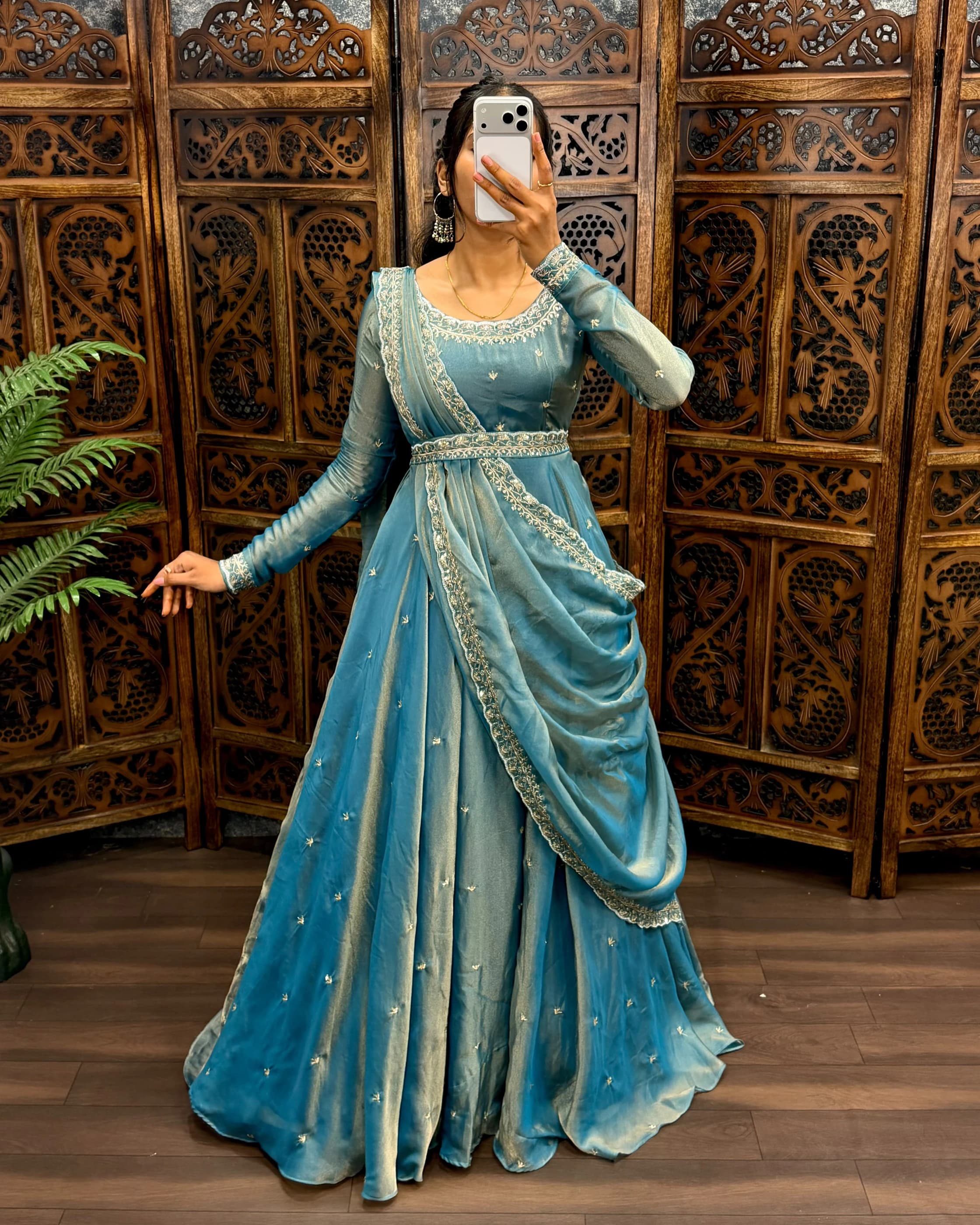 Premium South Silk Gown with Dupatta 5