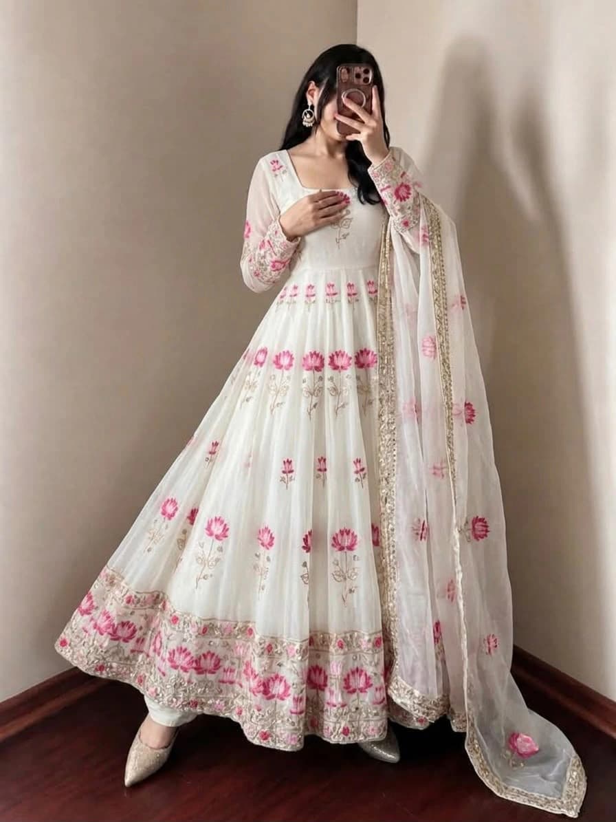 Fendy Silk Anarkali Gown Set