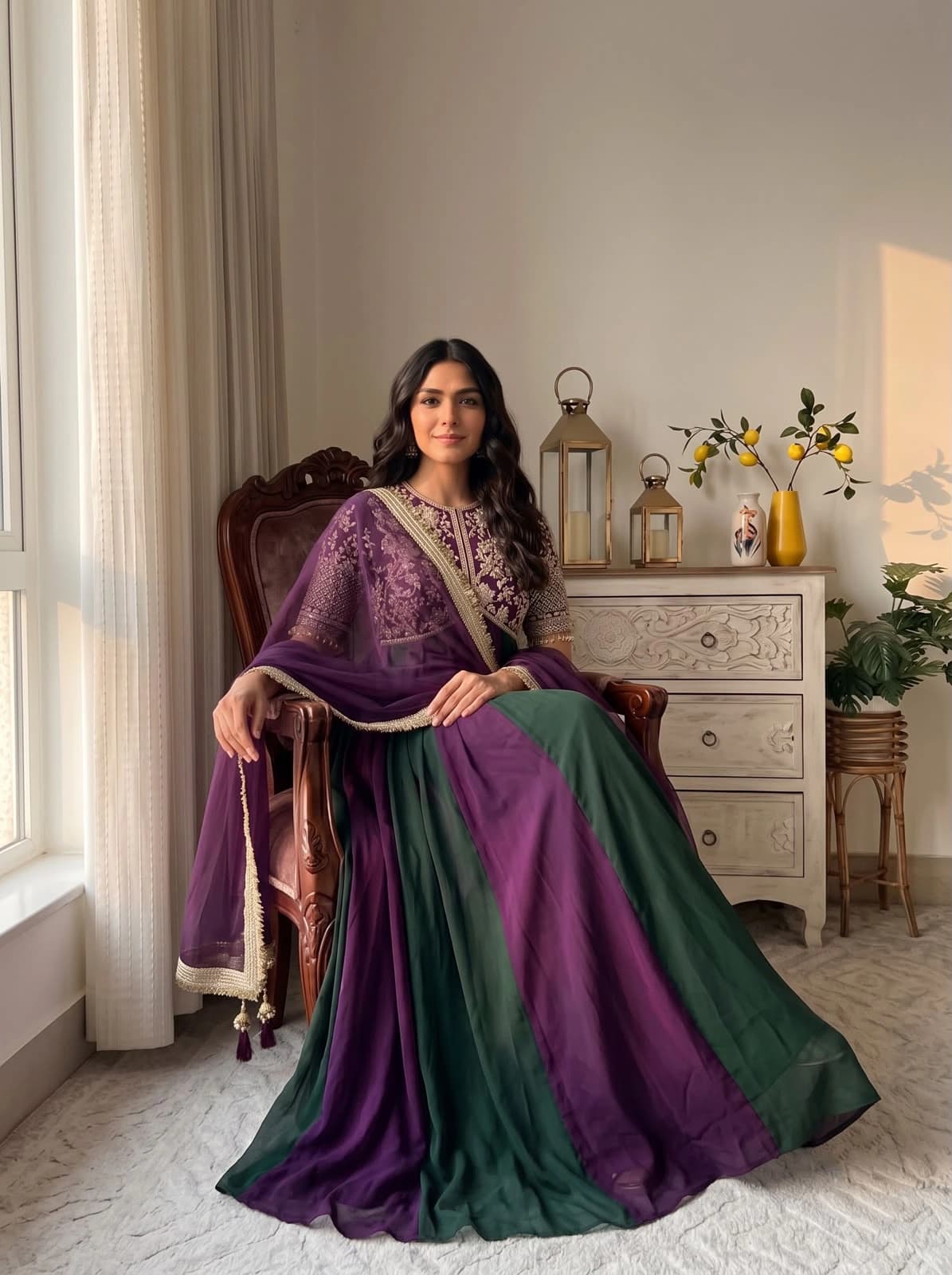 Silk Embroidered Gown Set 2