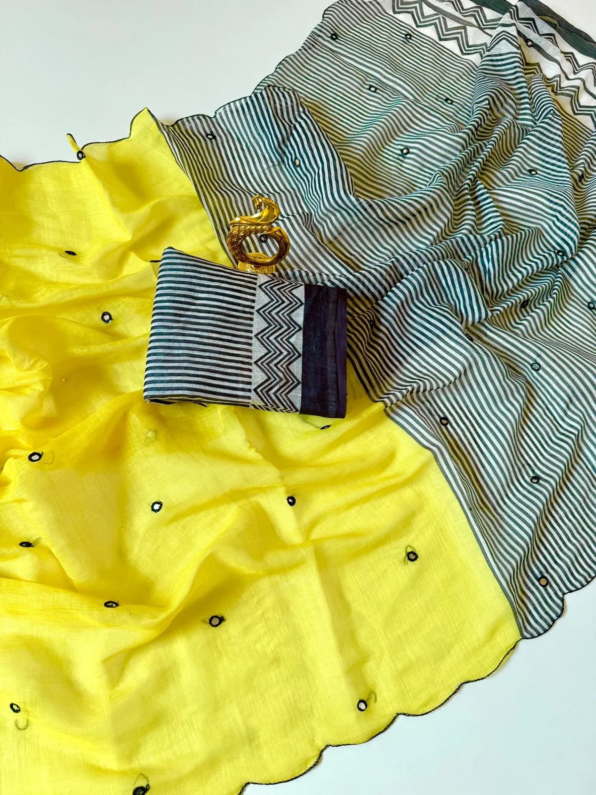 🪻🪻Trending Mirror Work linen cotton sarees with Attractive Digital prints🪻🪻 2