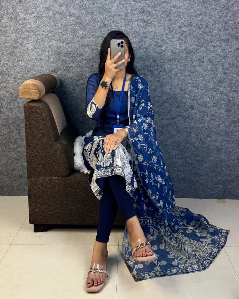 🍁🌸Viral Kalamkari khalahasti  kota chex kurti with kalamkari dupatta🌸🍁