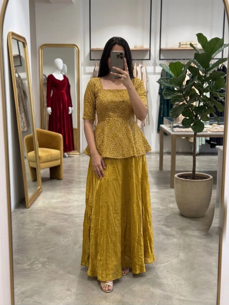 Space Silk Peplum Lehenga Set 3