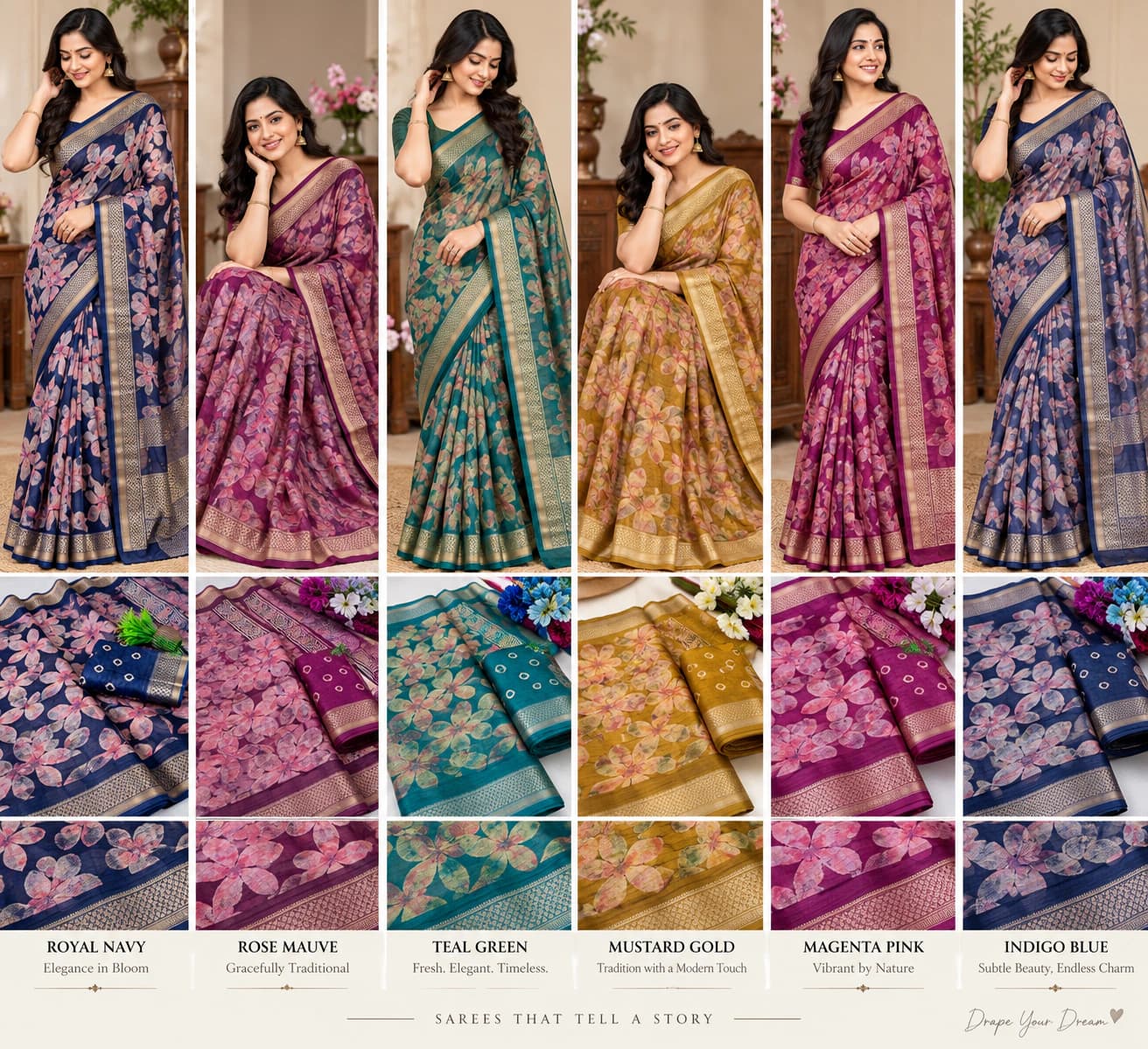 Slub Cotton Saree with Blouse 5