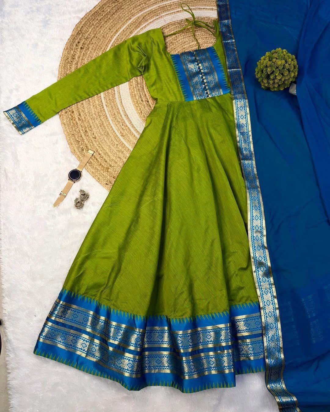 Pure Silk cotton Anarkali with dupatta 2