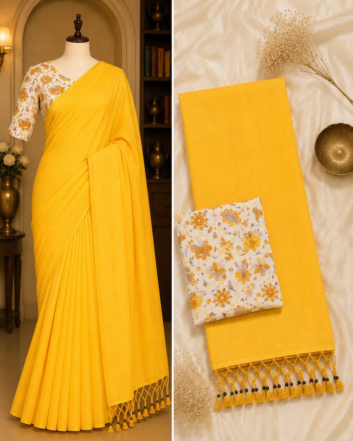 Handloom Khadi Cotton Saree with Blouse