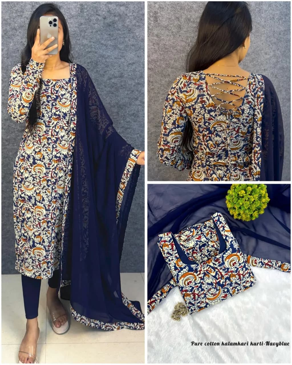 💗💗Viral Kalamkari Sideopen Kurti With Dupatta Set💗💗