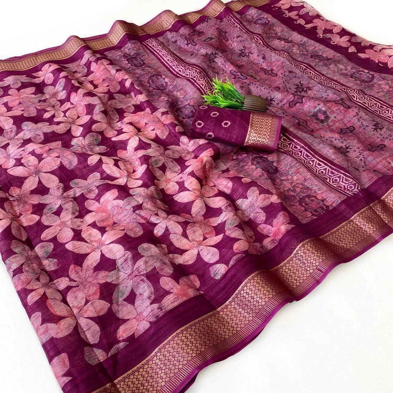 Slub Cotton Saree with Blouse
