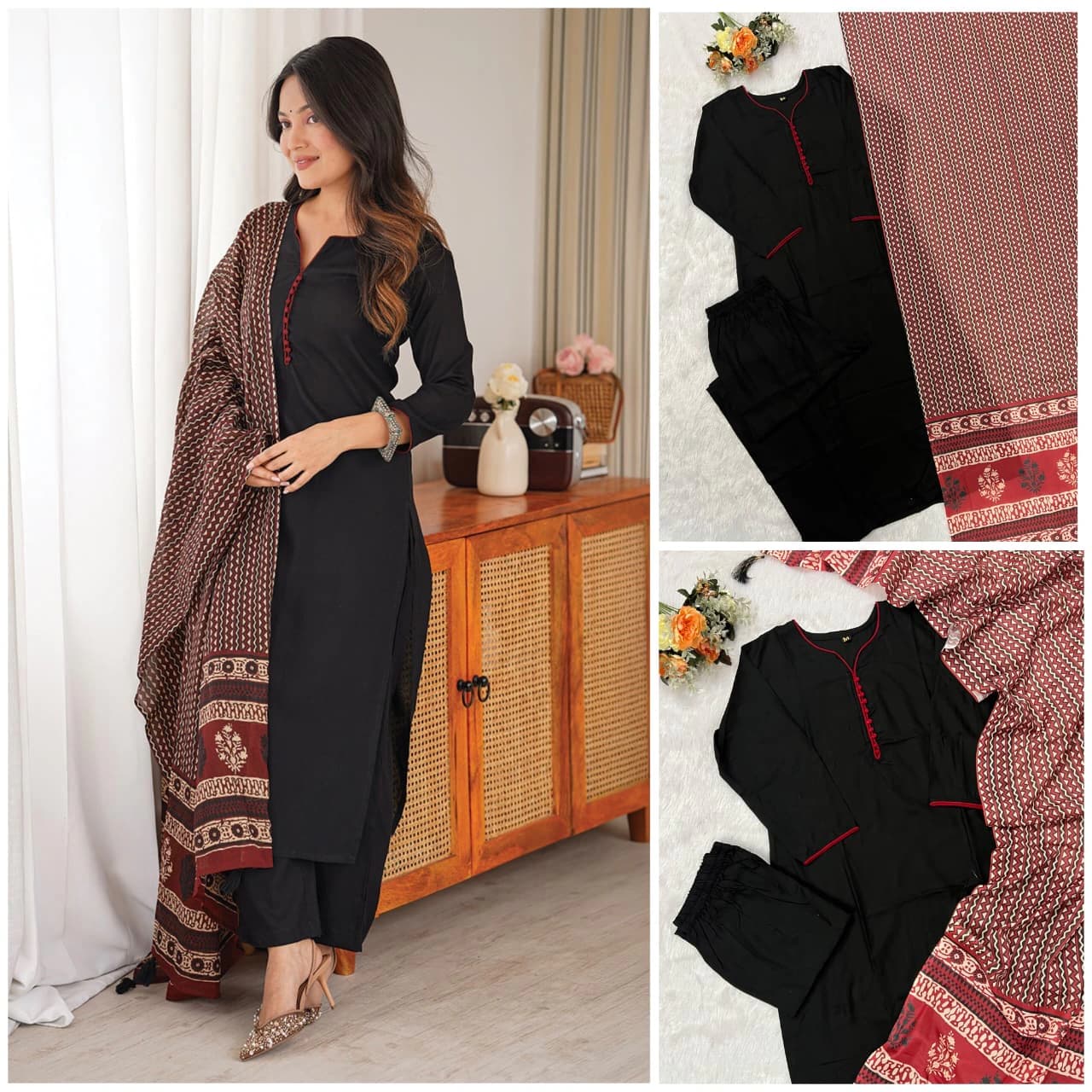 Rayon Kurti Pant Dupatta Set 12
