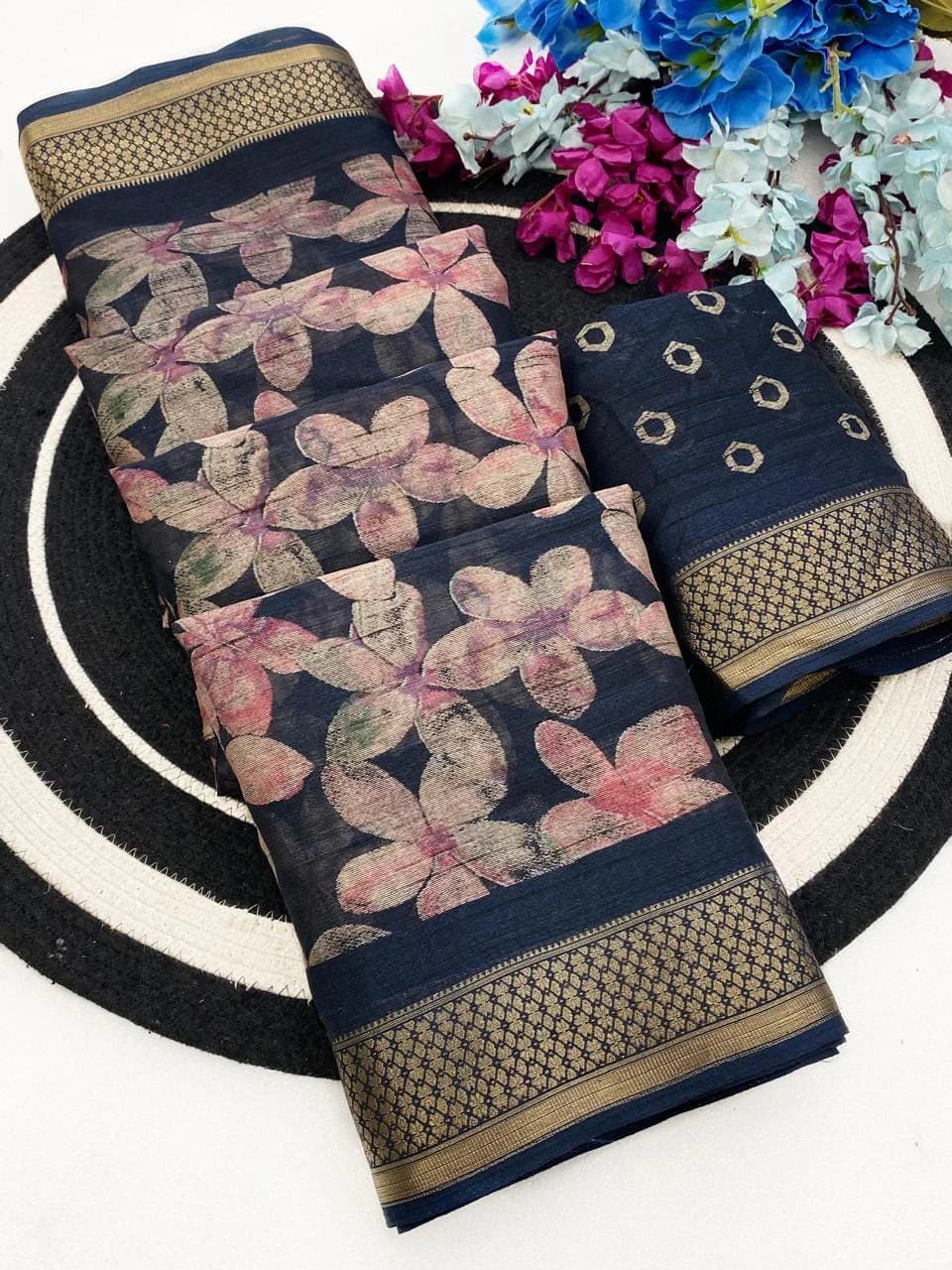 Slub Cotton Saree with Blouse 3
