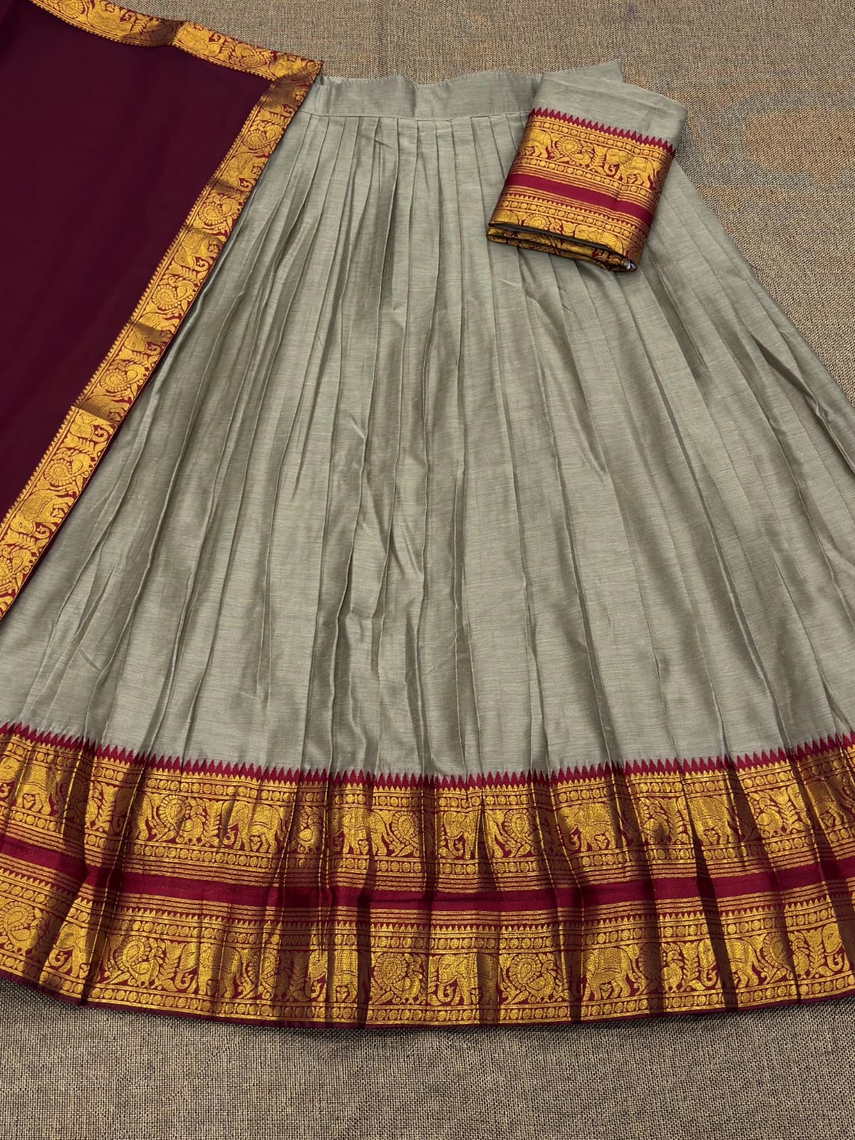 Kanchi Cotton Zari Woven Lehenga Set 6