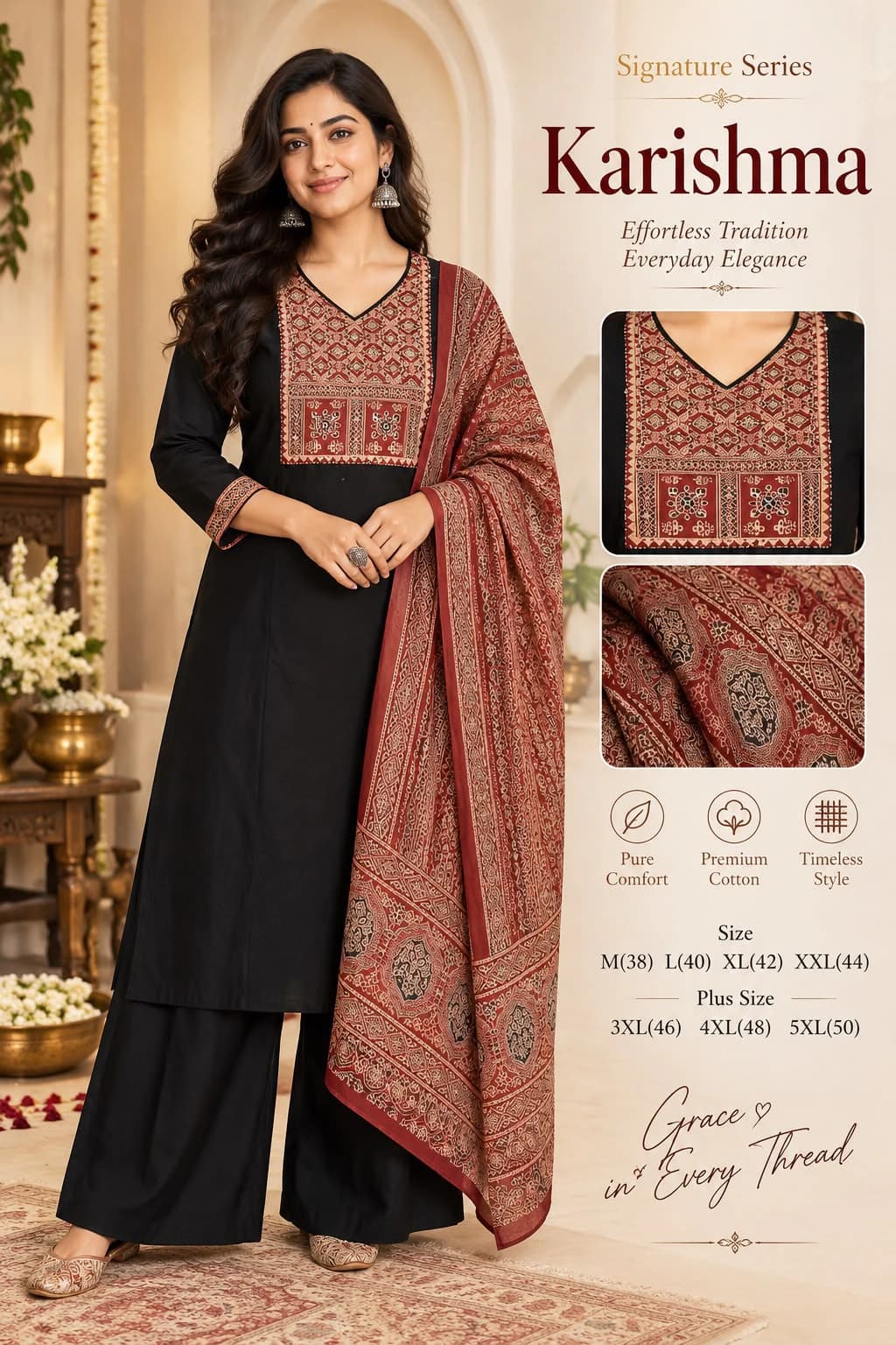 Cotton Ajrakh Print Kurta Set