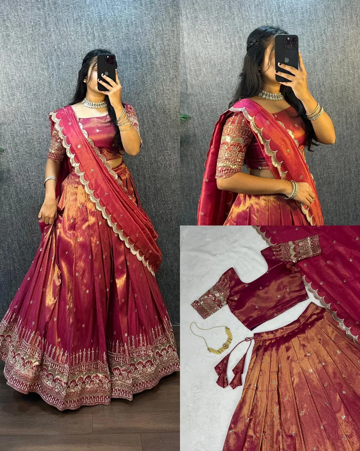 ❤️❤️Authentic Tissue Silk Lehenga Choli Set🪻🪻