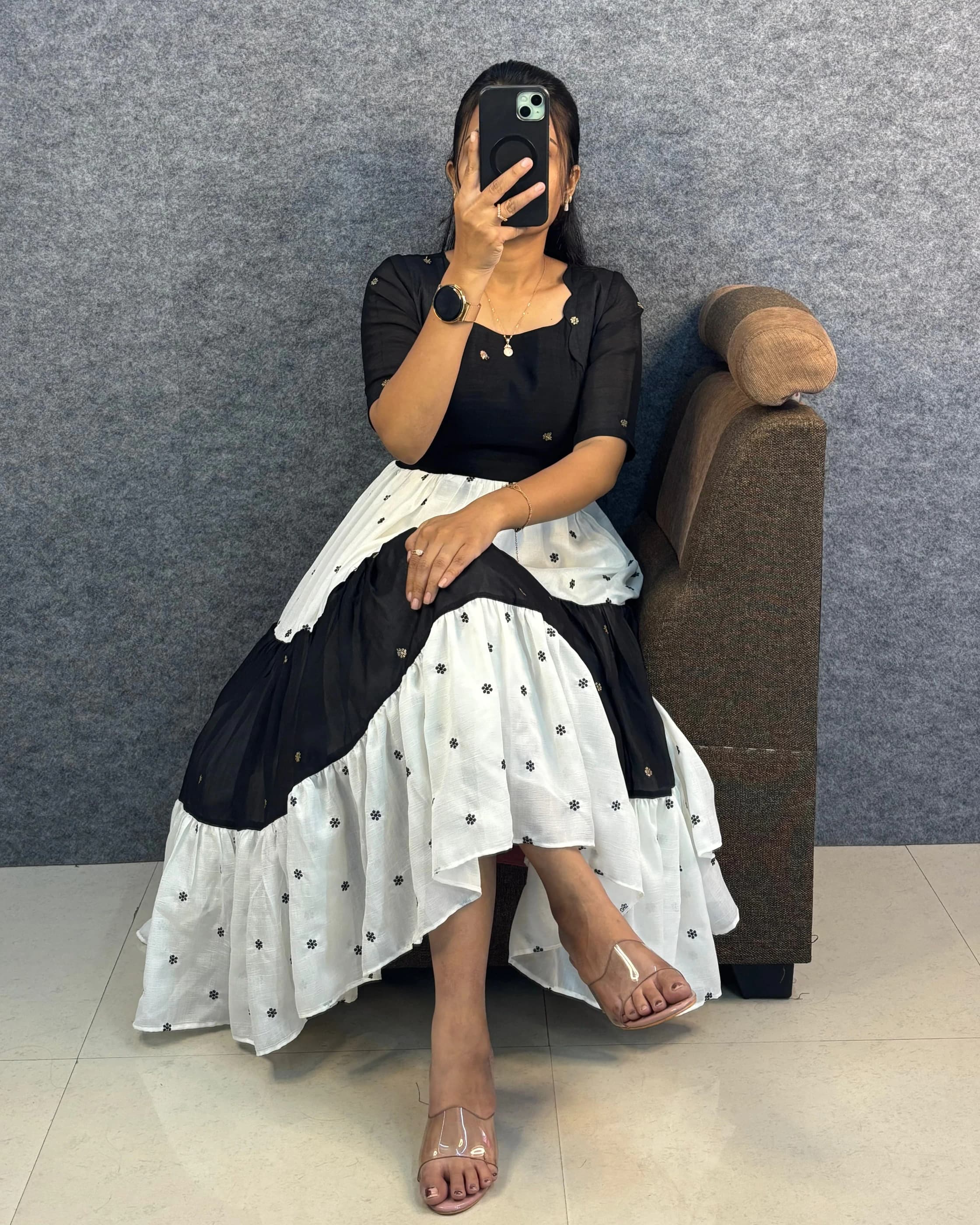 Vichitra Silk Embroidered Maxi Gown 2