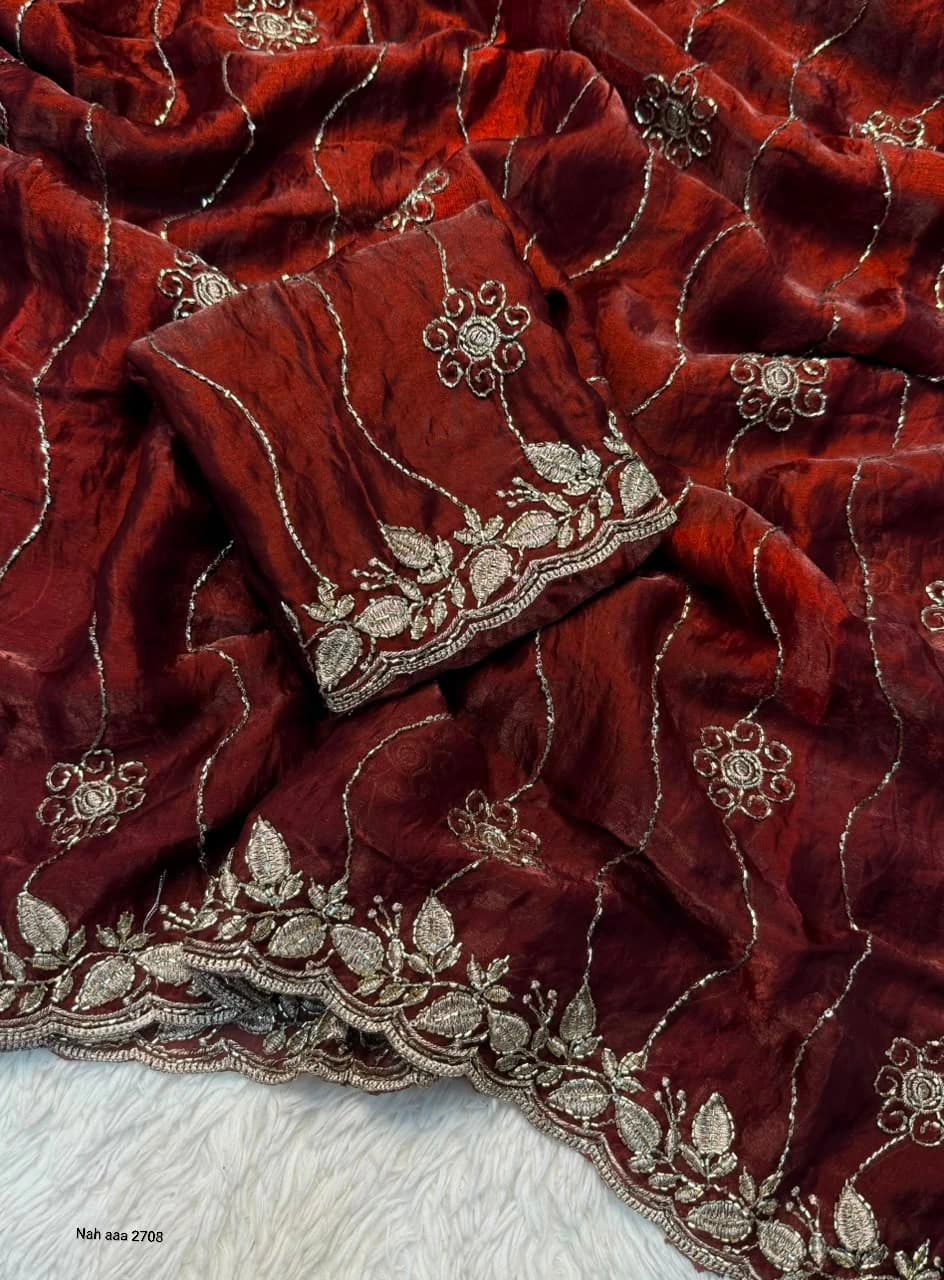Fancy Space Silk Saree with Sequin Embroidery & C Pallu 2