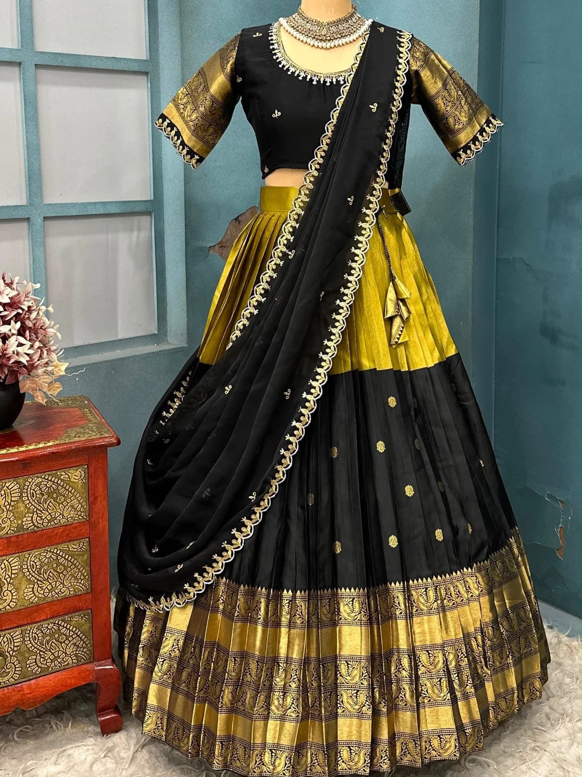 Lehanga collection full stiched Lehenga with Full stiched Designer maggam work blouse with embroider 8