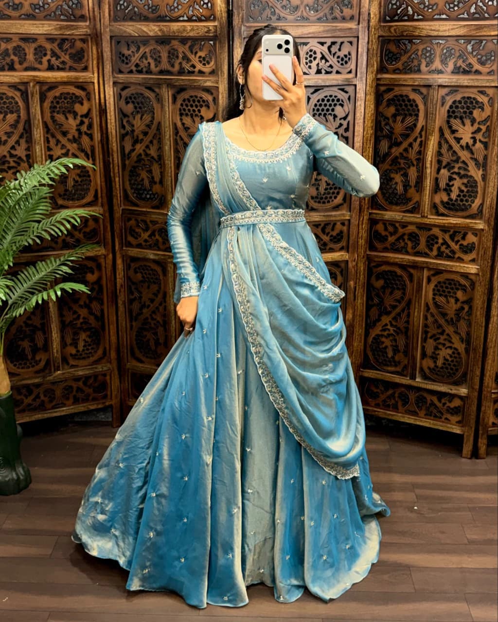 Premium South Silk Gown with Dupatta 2