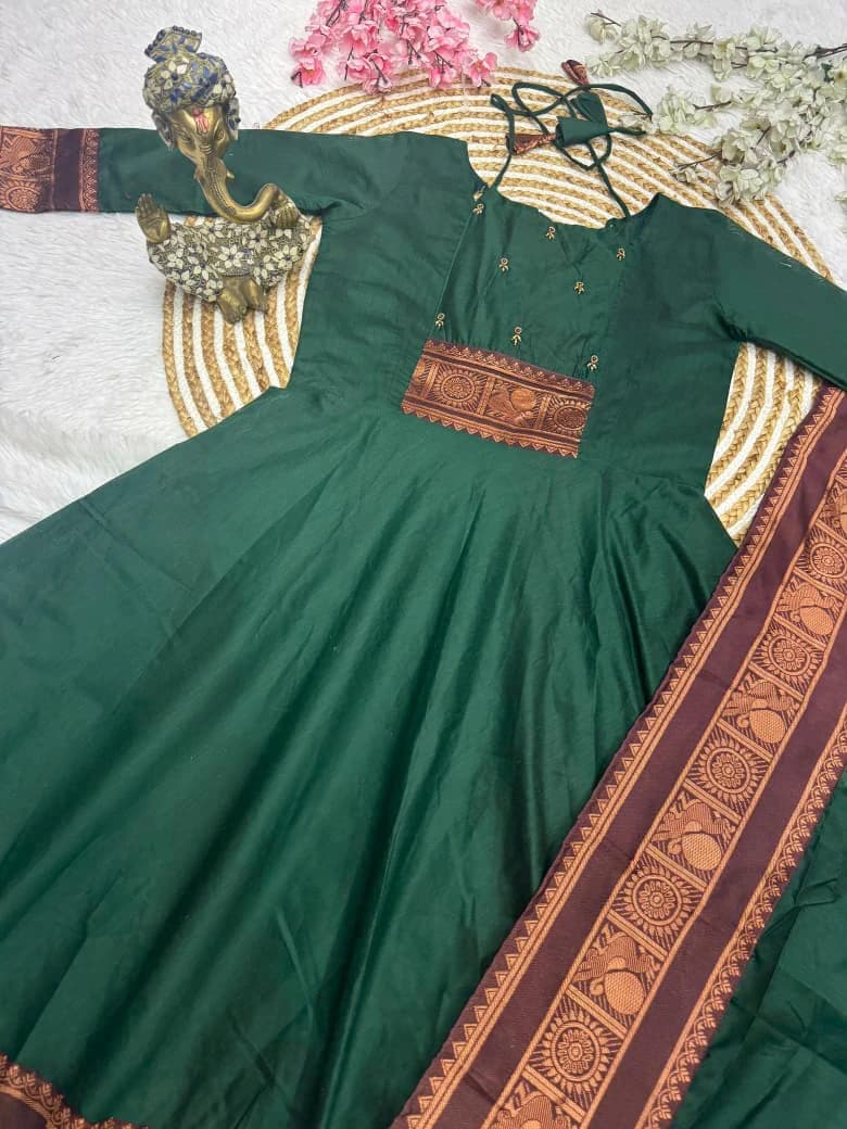 Pattu Cotton Anarkali Suit 3
