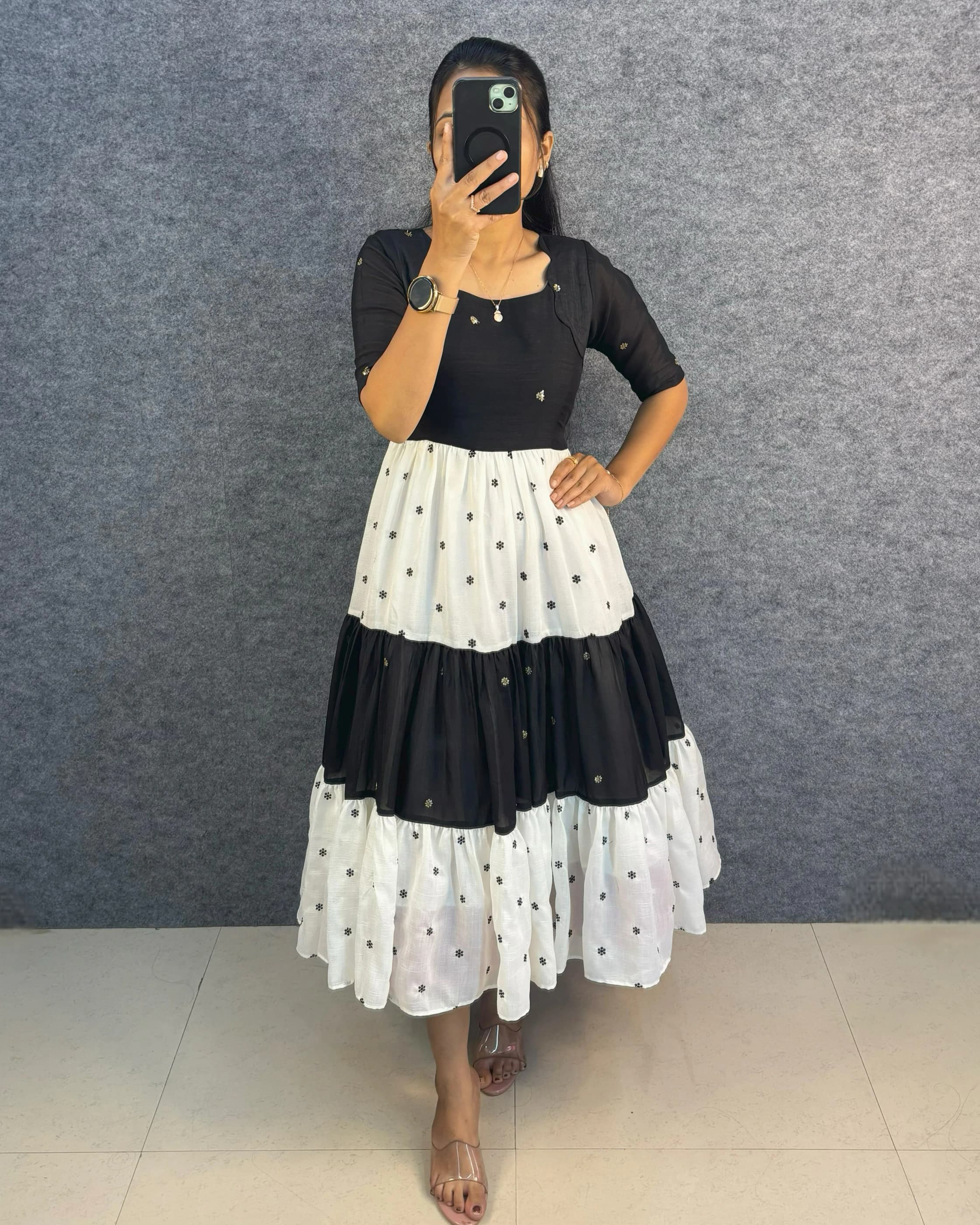 Vichitra Silk Embroidered Maxi Gown 4