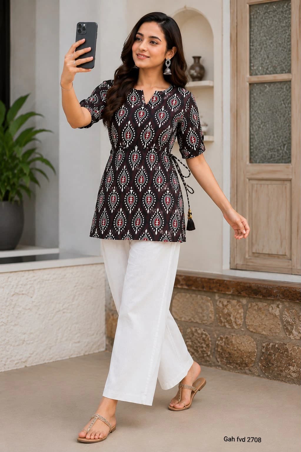 Sarika Co-ord Set — Digital Print Peplum Top with Palazzo