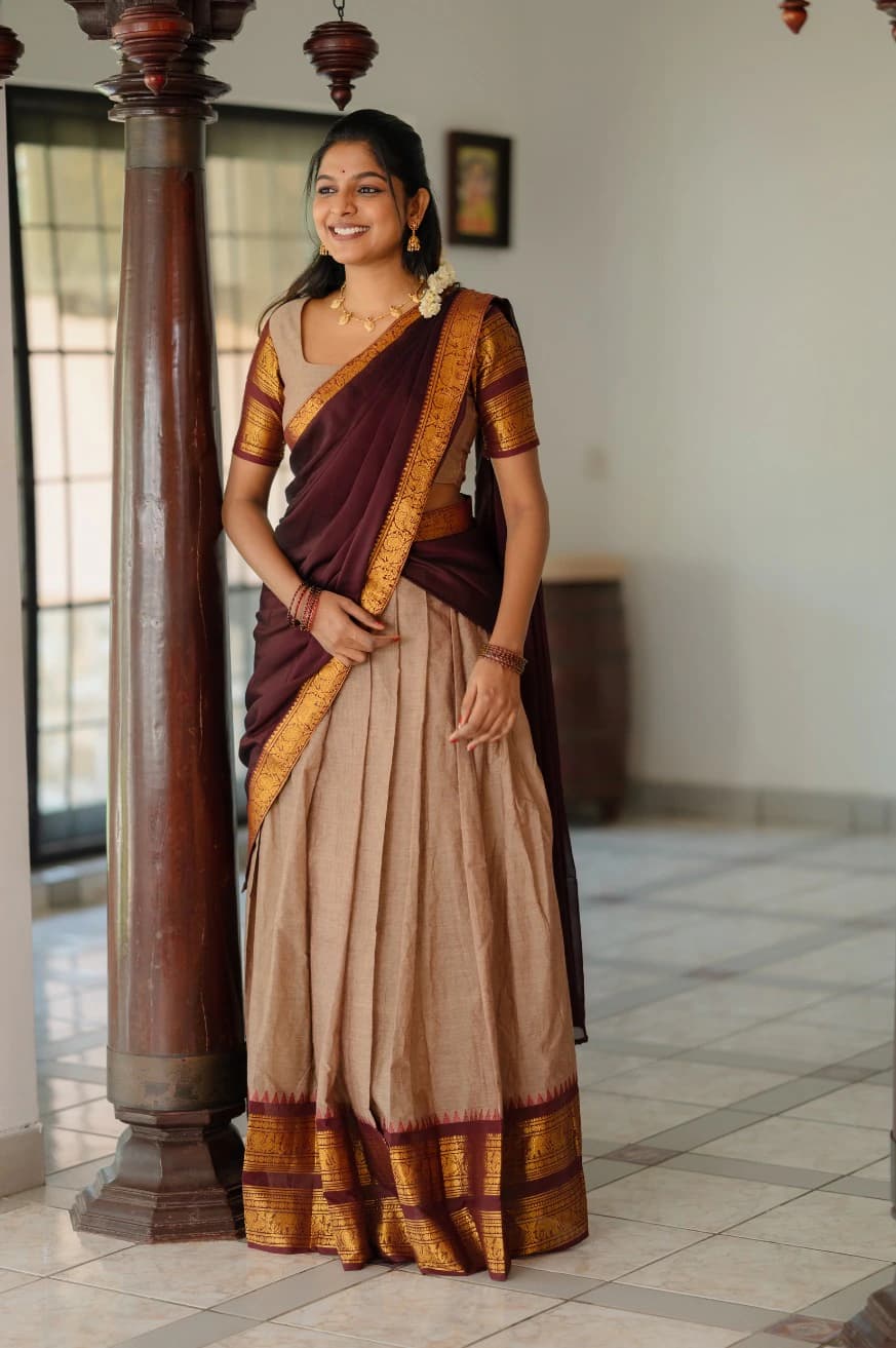 Kanchi Cotton Zari Woven Lehenga Set 3