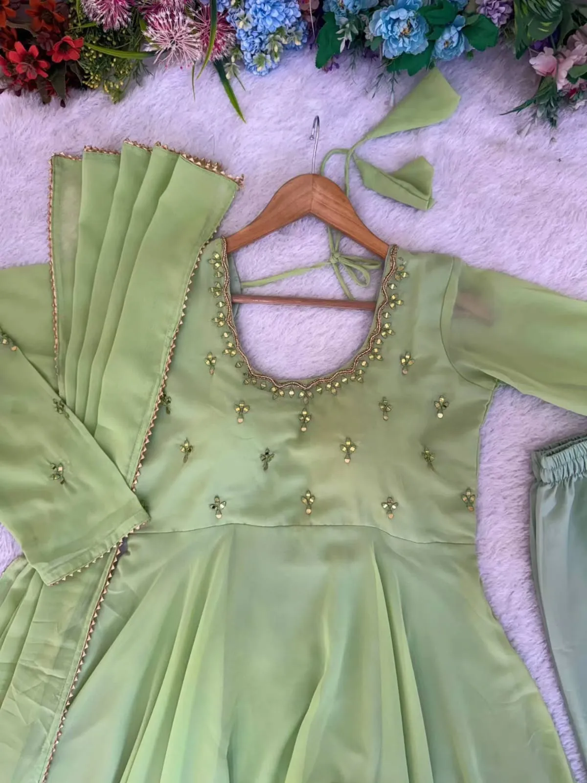 👑🌸Premium Georgette Minnale Anarkali Set With Bottom & Dupatta🌸👑 3
