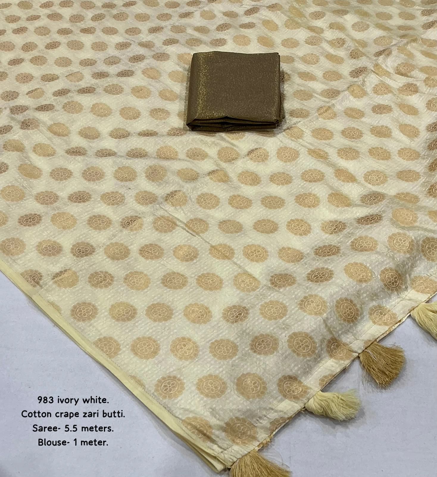 Cotton Crape Saree with Blouse