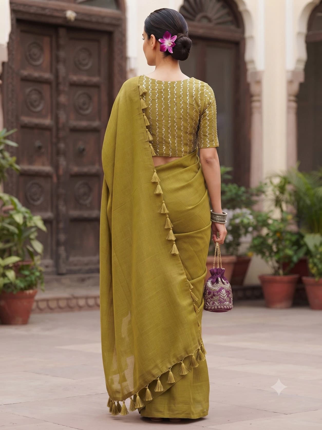 Elegant George Saree with Matching Blouse 2