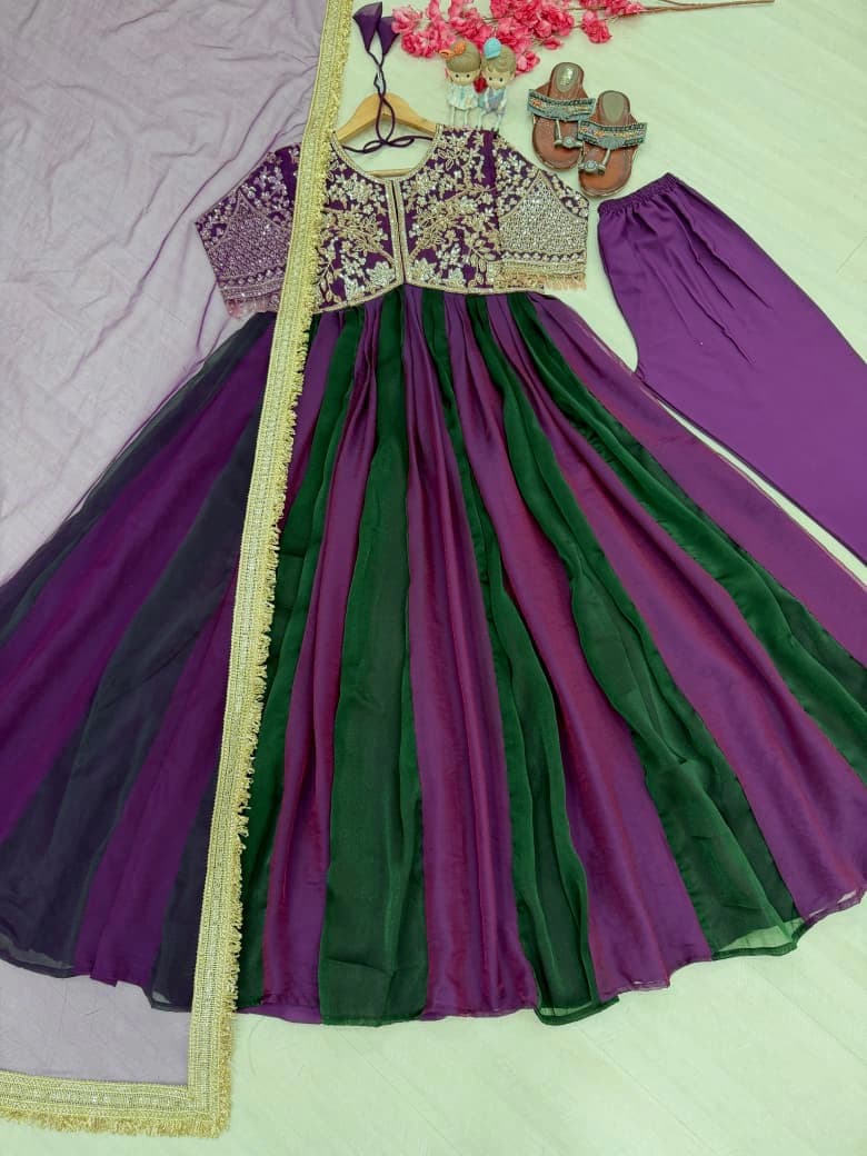 Silk Embroidered Gown Set 3