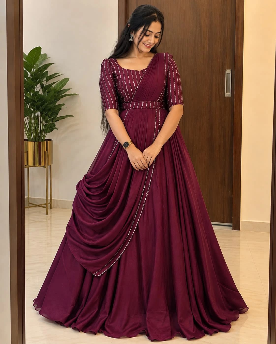 Vichitra Silk Party Gown Set 2