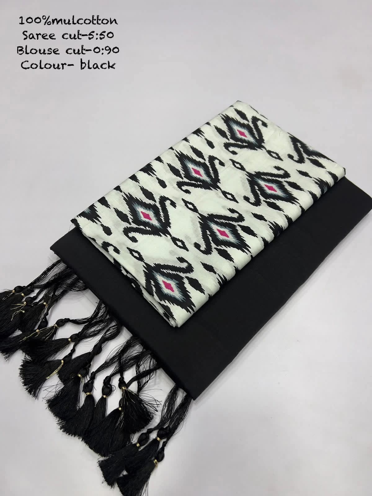 AN SUPER HIT-1 New Design Launch Pure Mul Cotton Saree with Tassels