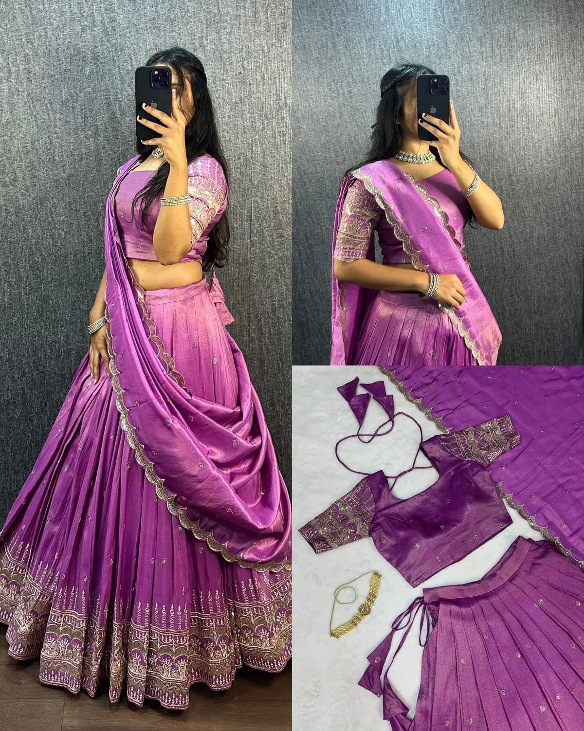 ❤️❤️Authentic Tissue Silk Lehenga Choli Set🪻🪻