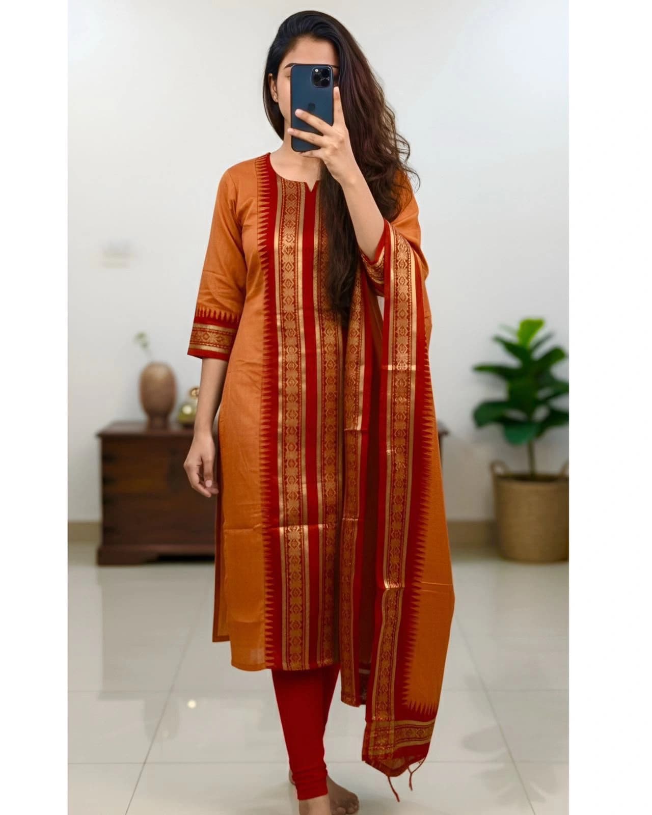 Silk Cotton Kurti Set