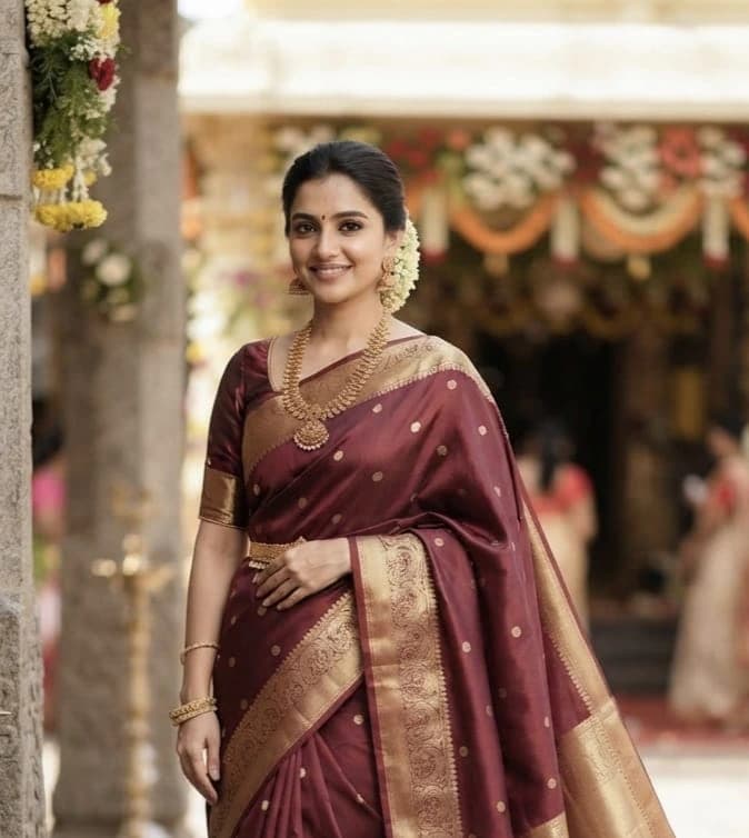 Bridal Silk Saree with Rich Pallu and Blouse 4