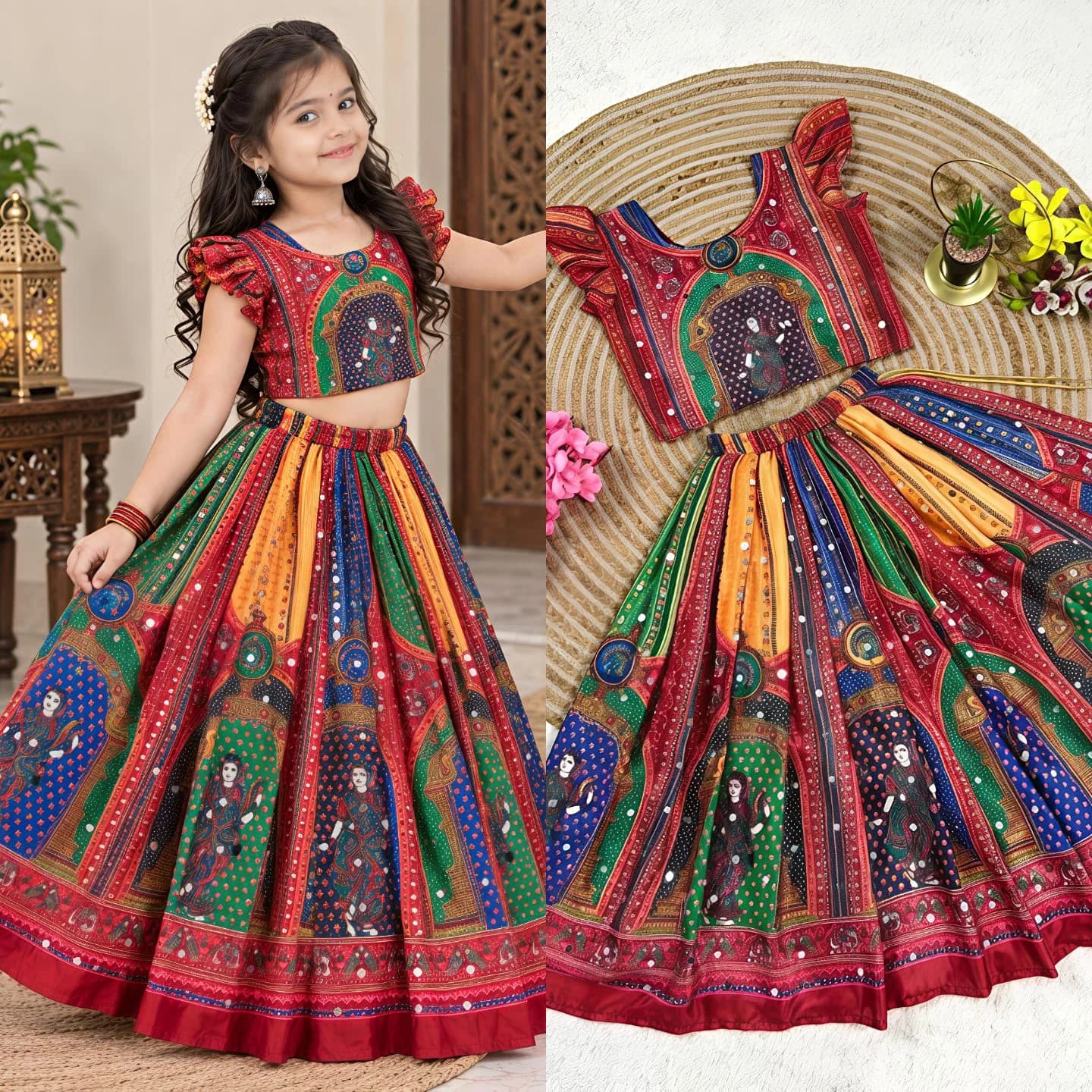 Chinon Silk Lehenga Choli for Kids 4