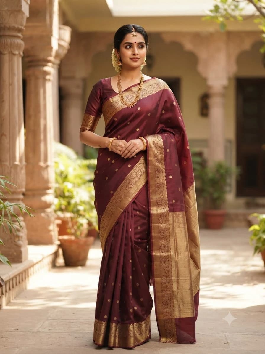 Bridal Silk Saree with Rich Pallu and Blouse 3