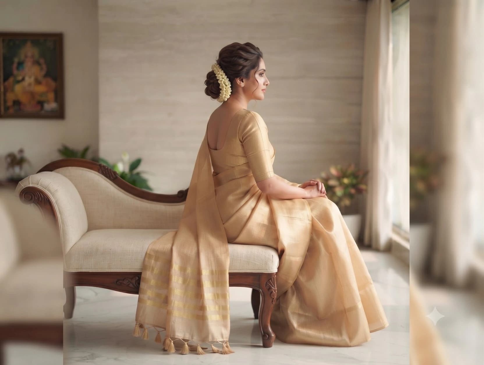 Gold Tissue Saree with Blouse 6