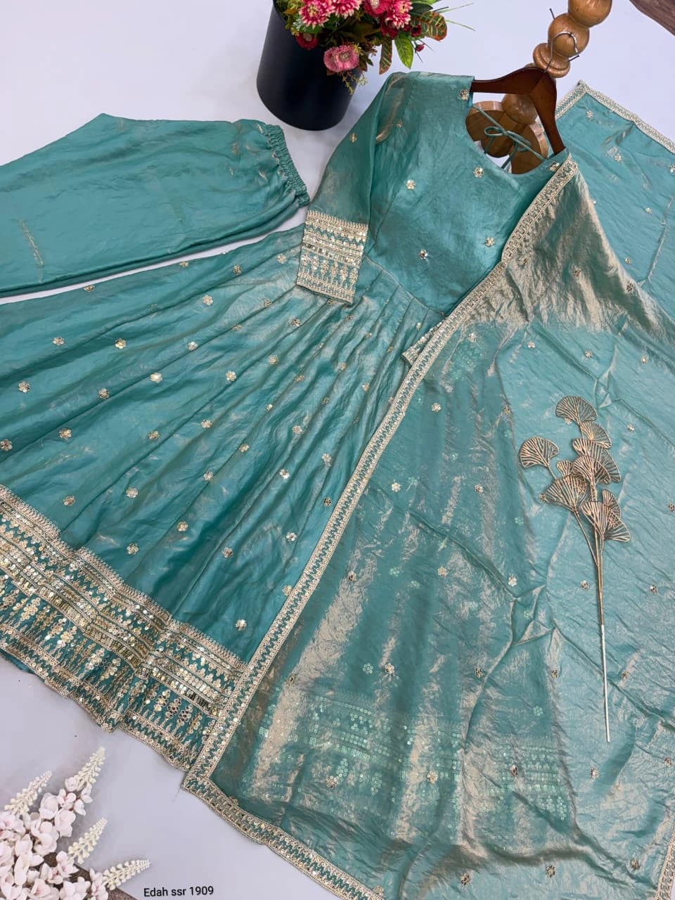 Fendy Silk Embroidered Gown Set 6