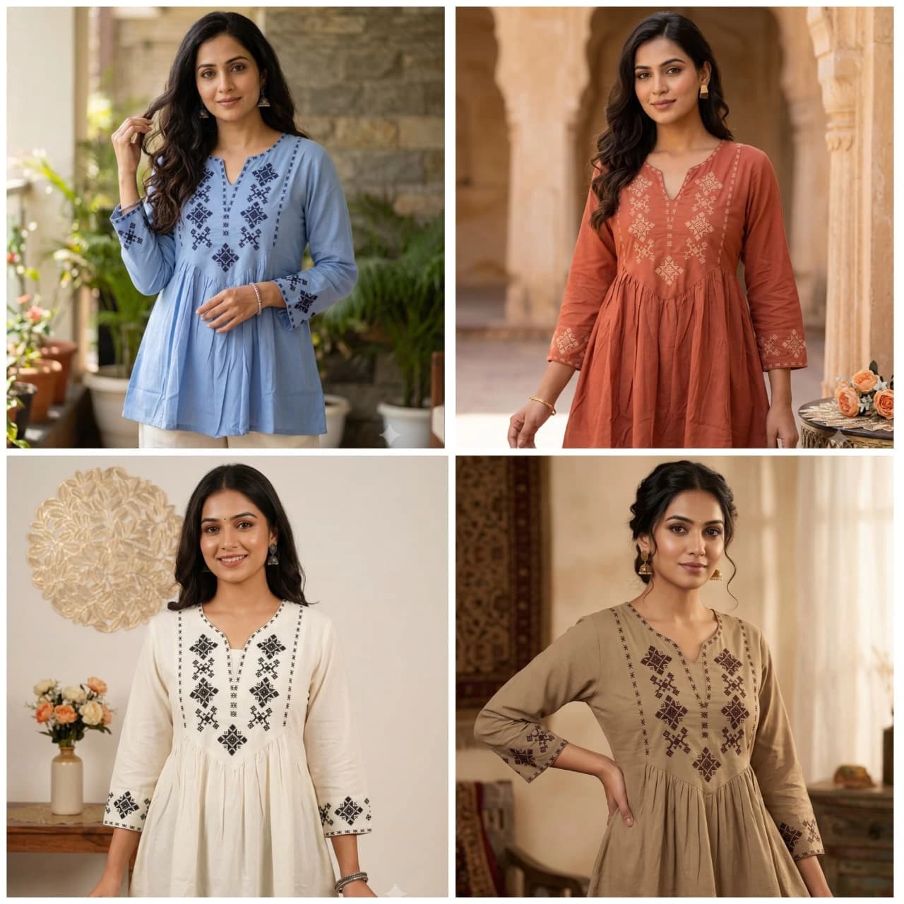 Designer Rayon Tunic with Cross-stitch Embroidery 7