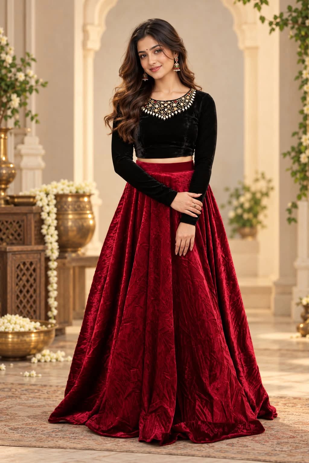 Velvet Lehenga Set