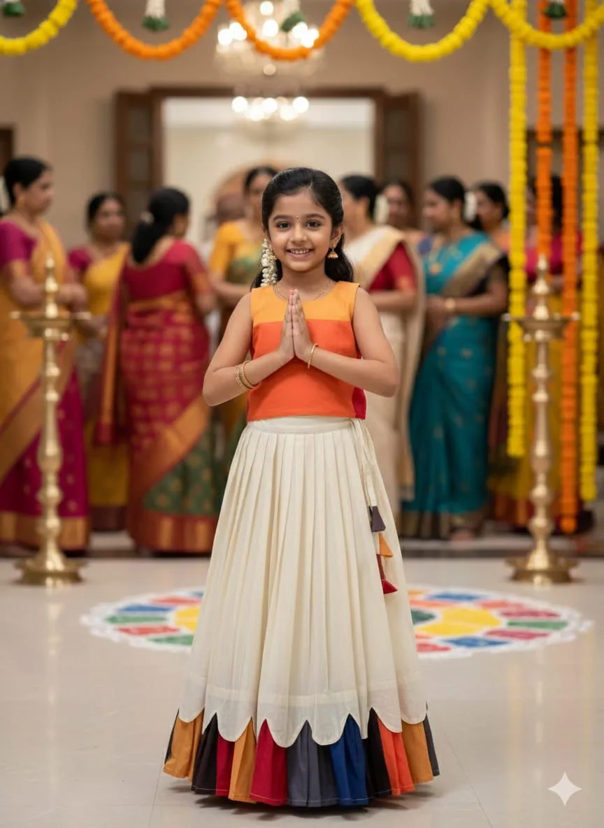 🧡💛Pure Cotton Kanakambaram Petal Set Lehenga Choli💛🧡 3