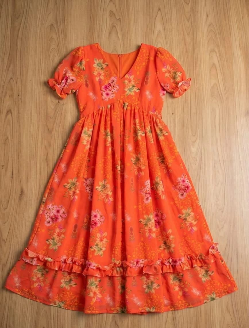 Georgette Floral Gown Dress 3