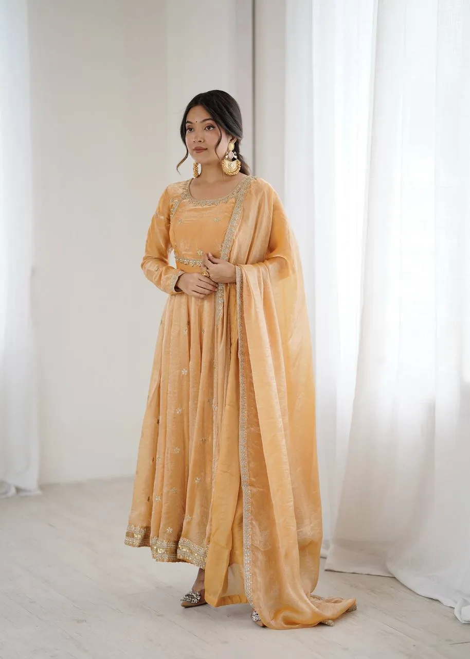 Fandy Silk Gown With Dupatta