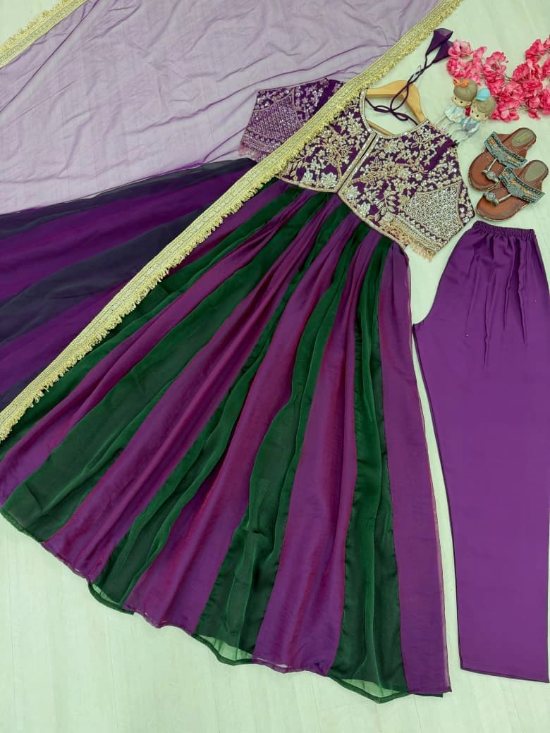 Silk Embroidered Gown Set 4