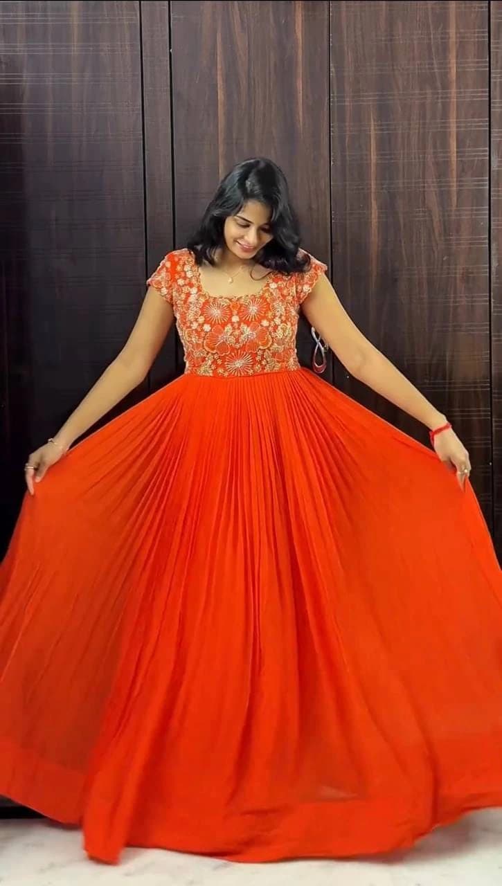 Top Trending Festival Collection. Beautiful Maggam Work Gown With Kalamkari Dupatta. A touch of glam 9