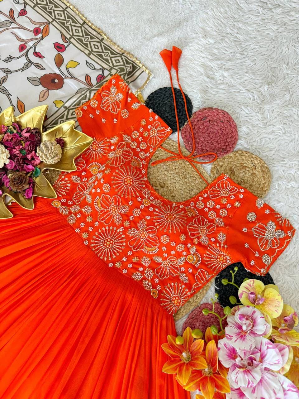 Top Trending Festival Collection. Beautiful Maggam Work Gown With Kalamkari Dupatta. A touch of glam 6